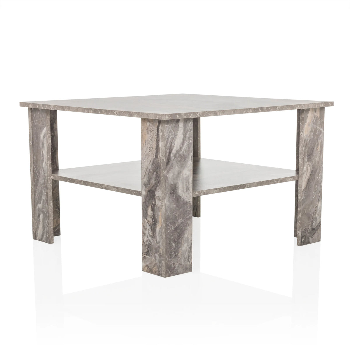 Grey Coffee Table BISMO with a marble-look shelf by hjh LIVING – 360-degree view (front three-quarter view 30°)