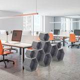 Grey FLEXMIUT STORE B partition walls in a hexagonal honeycomb shape as office room dividers by hjh OFFICE
