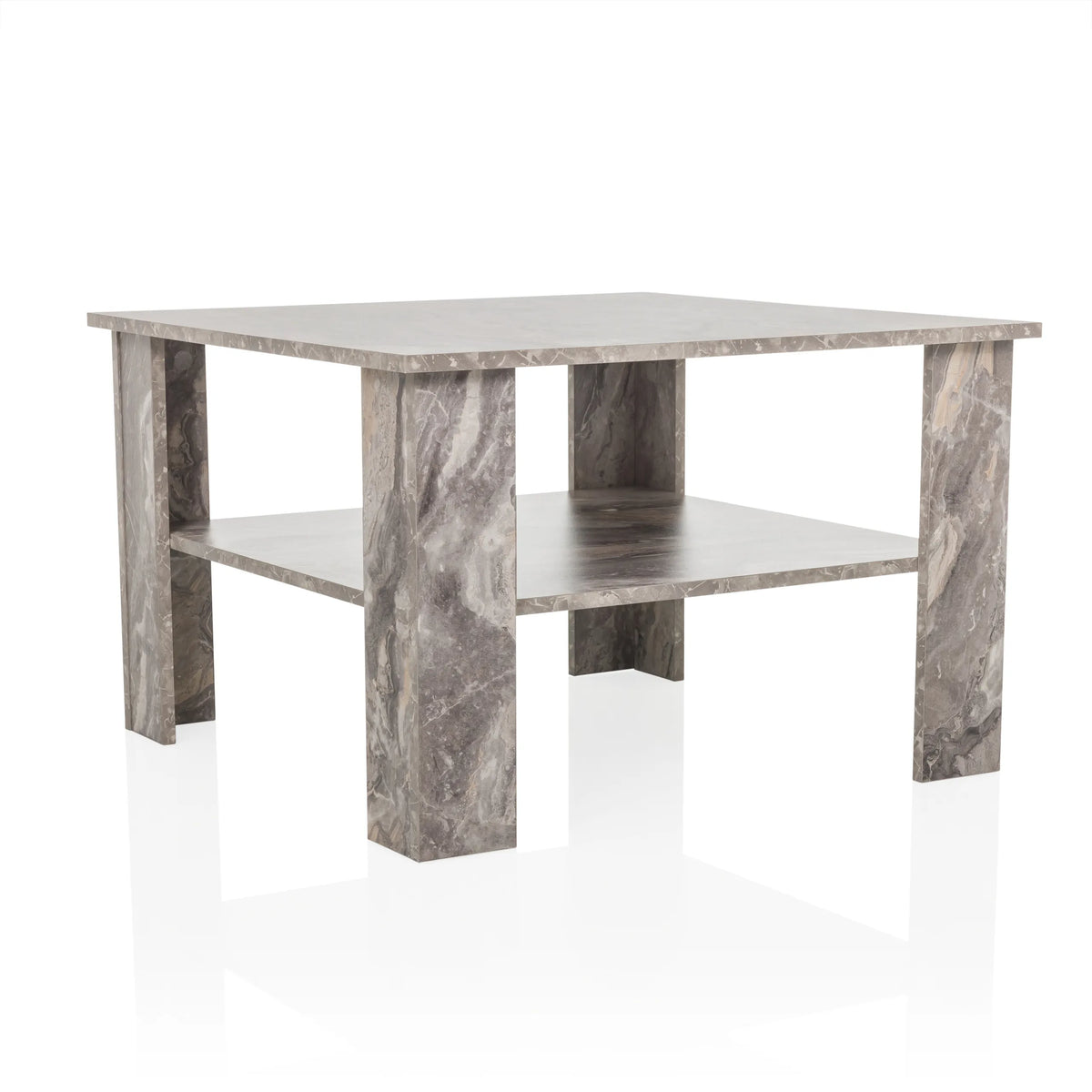 Grey Coffee Table BISMO with a marble-look shelf by hjh LIVING – 360-degree view (front view 15°)