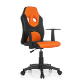 Black and orange Swivel Chair – Children KID GAME AL with mesh back and five-caster base by hjh OFFICE – 360-degree view (front three-quarter view 40°)
