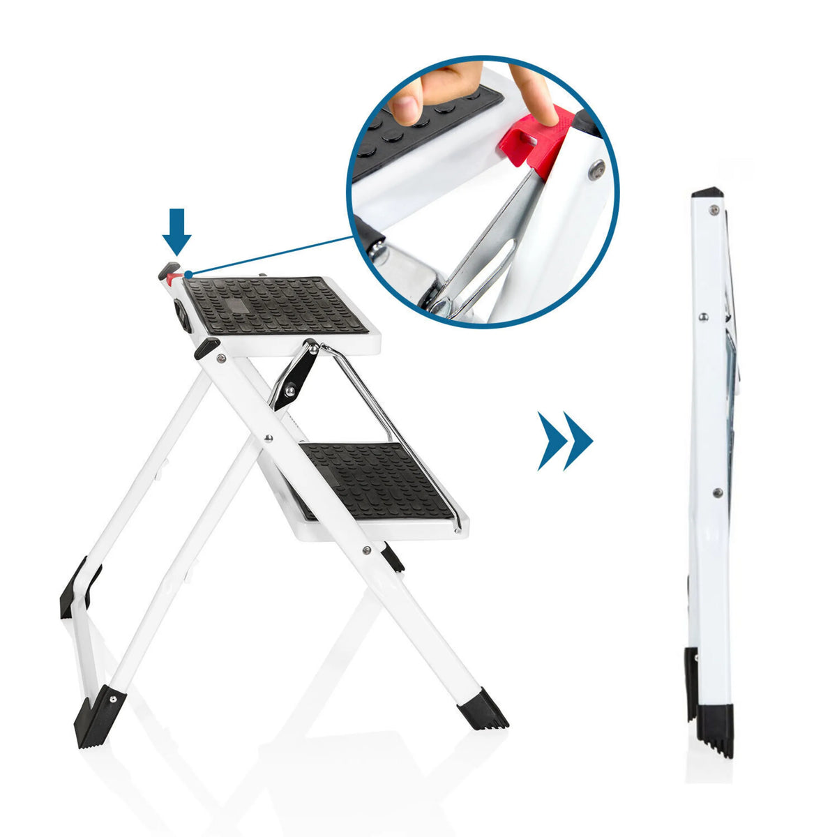 Red locking mechanism of the two-step Folding Ladder SOLID W1 by hjh OFFICE