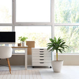 Artificial plant DRACAENA I in green with a white outer pot in a bright room by hjh OFFICE