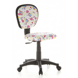 Swivel Chair – Children KIDDY TOP with colourful heart and flower pattern and five-caster base by hjh OFFICE – 360-degree view (front three-quarter view 40°)