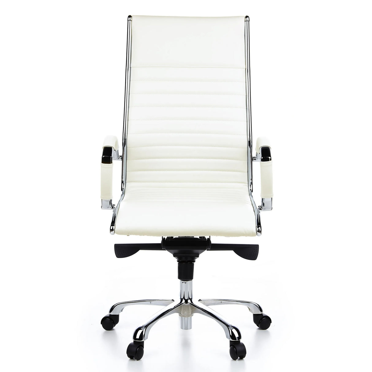 Cream white Professional Executive Chair PARMA 20 with cross stitching and five-caster base by hjh OFFICE – 360-degree view (front view 0°)