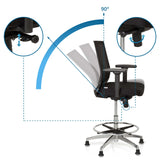 Adjustable backrest with 90 degree tilt of the Counter chair TOP WORK 77 by hjh OFFICE