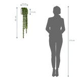 Dimensional drawing of the Senecio Climb wall decoration with a total length of 60 cm next to a person silhouette by hjh OFFICE