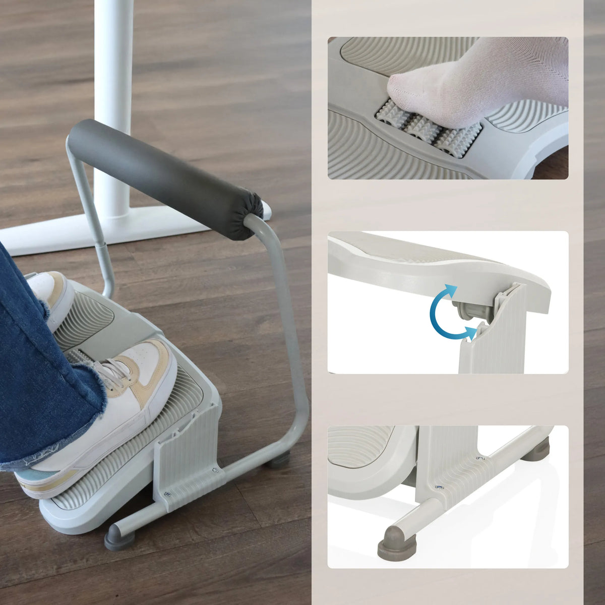 Tiltable platform and non-slip feet of the PODI FMW Footrest by hjh OFFICE