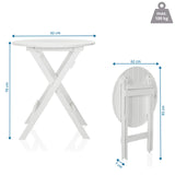 Dimensional drawing of the Folding table TRAVANO T with 62 × 62 cm and a height of 70 cm by hjh LIVING