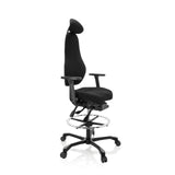 Black Counter chair RESISTIO WORK with headrest, foot ring and five-caster base by hjh OFFICE – 360-degree view (front three-quarter view 60°)