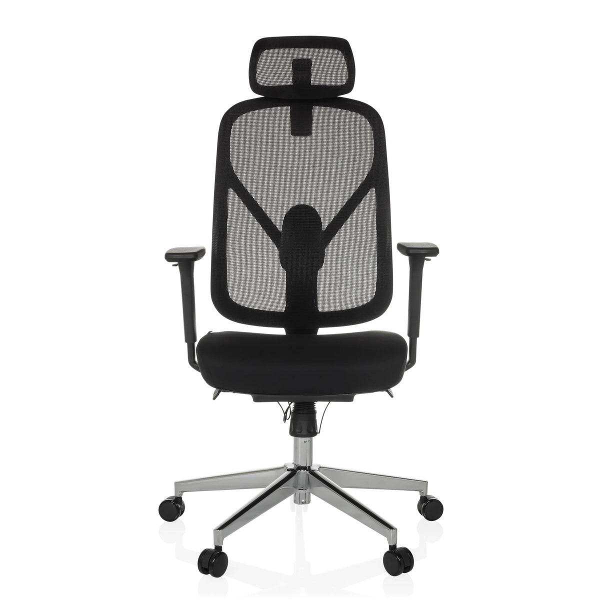 Black Professional Office Chair RALOO PRO with mesh back and five-caster base by hjh OFFICE – 360-degree view (front view 0°)