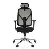 Black Professional Office Chair RALOO PRO with mesh back and five-caster base by hjh OFFICE – 360-degree view (front view 0°)