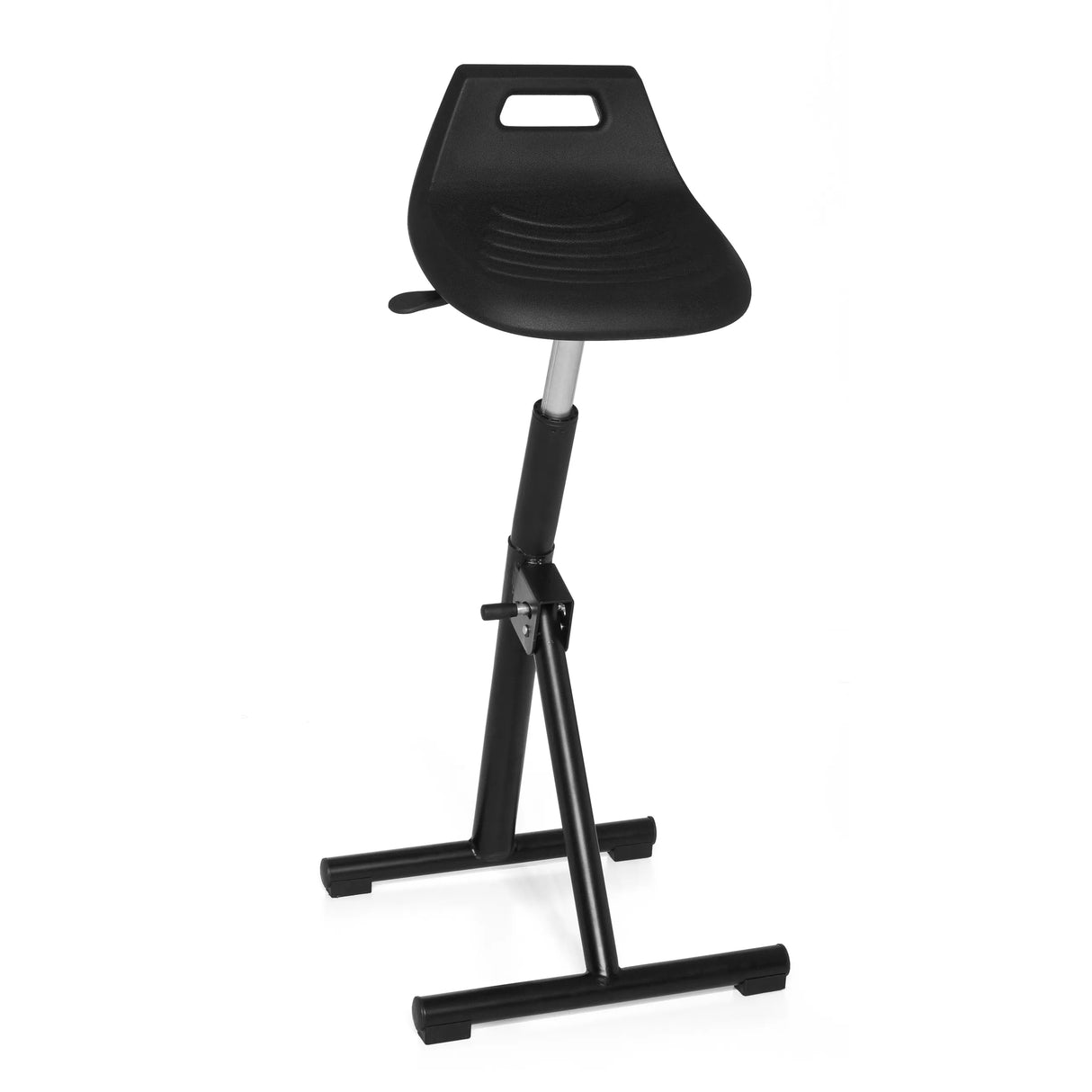 Black Standing aid TOP WORK 31 with seat shell and T-foot by hjh OFFICE – 360-degree view (front view 20°)