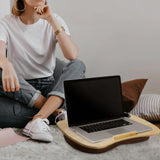 Brown wooden COMFILAP I laptop pad in use by hjh OFFICE placed on it