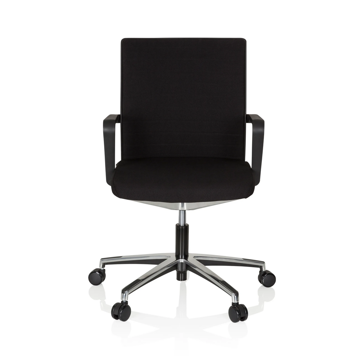 Black Professional Office Chair MOVE-TEC 3D with armrests and five-caster base by hjh OFFICE – 360-degree view (front view 0°)