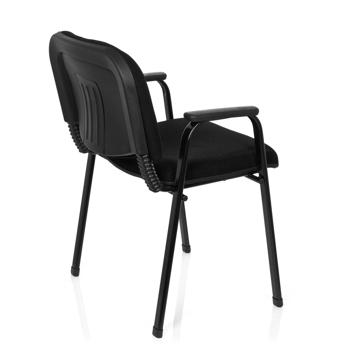 Black Four-legged chair XT 650 with armrests and padded seat by hjh OFFICE – 360-degree view (rear three-quarter view 120°)