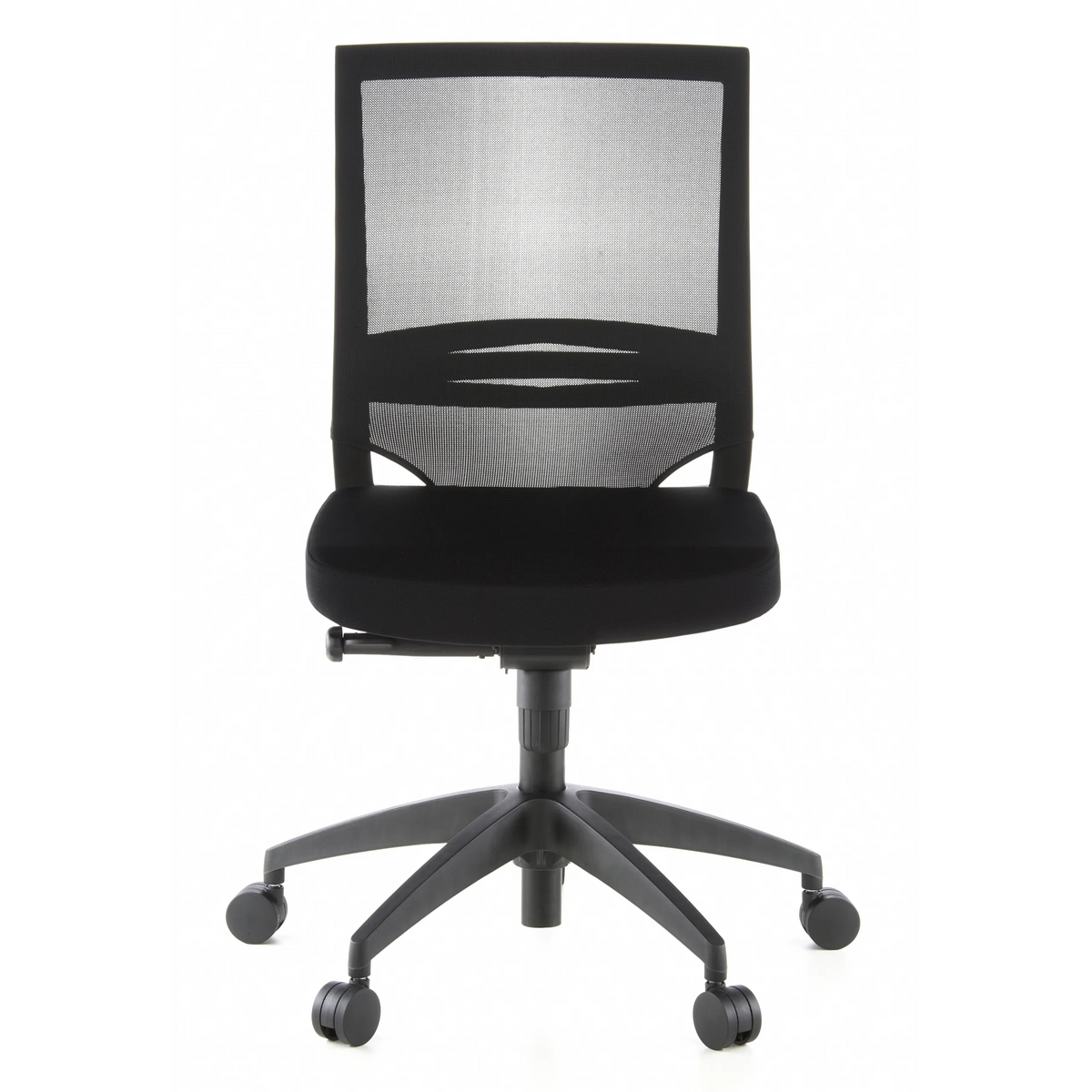 Black Professional Office Chair PORTO ECO with mesh back and five-caster base by hjh OFFICE – 360-degree view (front view 0°)
