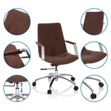 Home Office Chair SARANTO II in medium brown with detailed views of the fabric, armrest and gas spring by hjh OFFICE