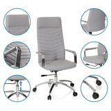 Light grey Home Office Chair SARANTO PLUS with detailed views of fabric, armrests, gas spring and castors by hjh OFFICE