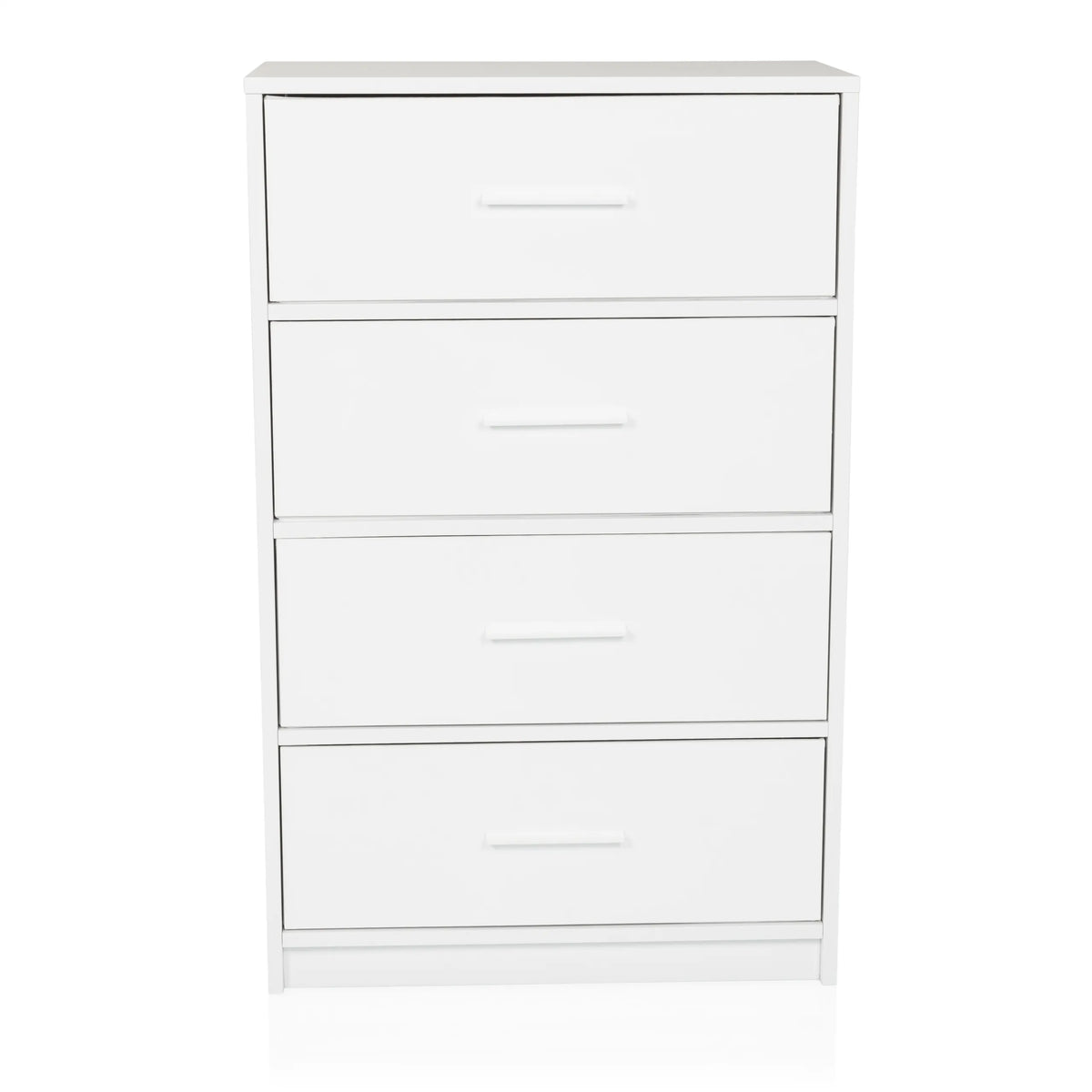 White Chest of drawers ESTORIA with four drawers and simple handles by hjh LIVING – 360-degree view (front view 15°)