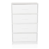 White Chest of drawers ESTORIA with four drawers and simple handles by hjh LIVING – 360-degree view (front view 15°)