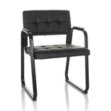 Black guest chair ZANTA B PU with quilted upholstery and armrests by hjh OFFICE – 360-degree view (front view 15°)
