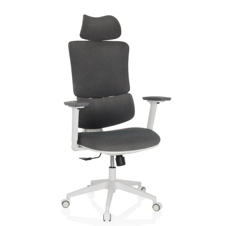 Homeoffice-Bürostuhl ERGOMY WF mit grauem Stoffbezug und weißem Rahmen von MyBuero