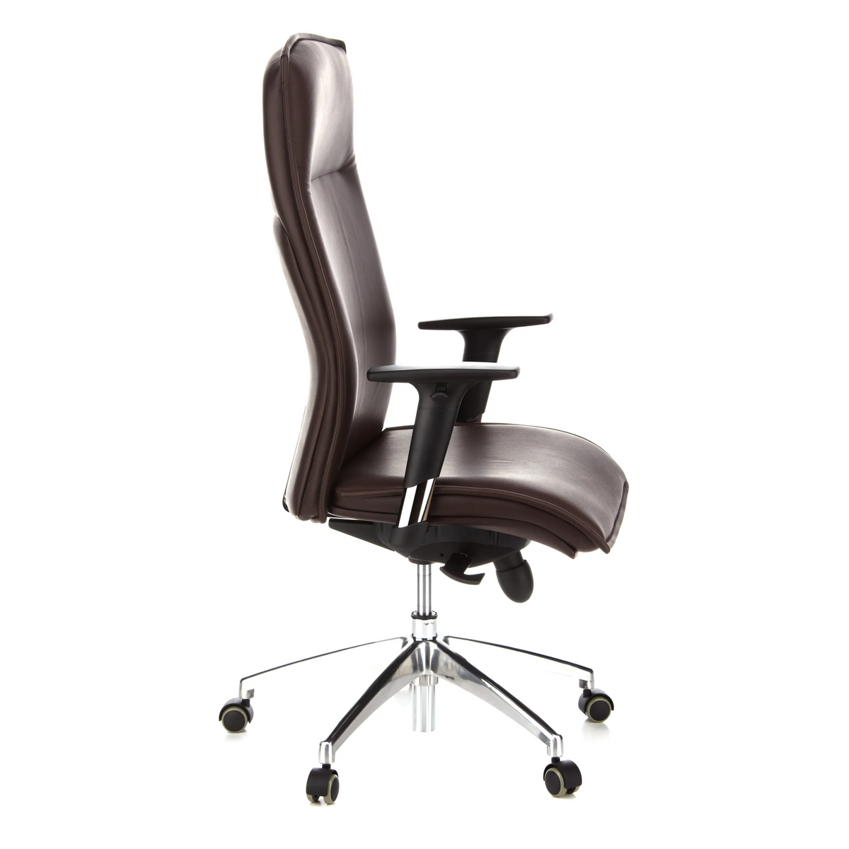 Dark brown Luxury Executive Chair MURANO 20 with armrests and five-caster base by hjh OFFICE – 360-degree view (side profile 80°)