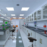 Black WORK MF counter chairs with adjustable height in a laboratory by hjh OFFICE
