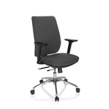 Dark grey Professional Office Chair INTEGRIO I with armrests and five-caster base by hjh OFFICE – 360-degree view (front three-quarter view 40°)