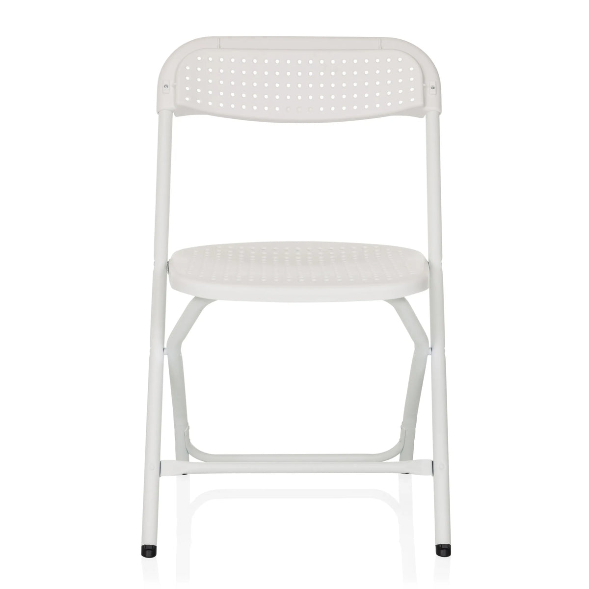 White Outdoor chair TUDELA XXL PRO W with perforated seat and backrest by hjh OFFICE – 360-degree view (front view 0°)