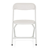 White Outdoor chair TUDELA XXL PRO W with perforated seat and backrest by hjh OFFICE – 360-degree view (front view 0°)