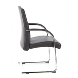 Black cantilever chair BAROLO V with armrests and chrome sled base by hjh OFFICE – 360-degree view (side profile 100°)
