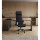 Luxury Executive Chair ASPERA 20 in black with ribbed upholstery and glossy armrests by hjh OFFICE
