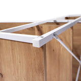 Connection of white metal frame and oak wood top of the Easy Up3 office desk by hjh LIVING