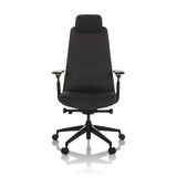 Black Professional Office Chair YUCANO with mesh back, headrest and five-caster base by hjh OFFICE – 360-degree view (front view 0°)