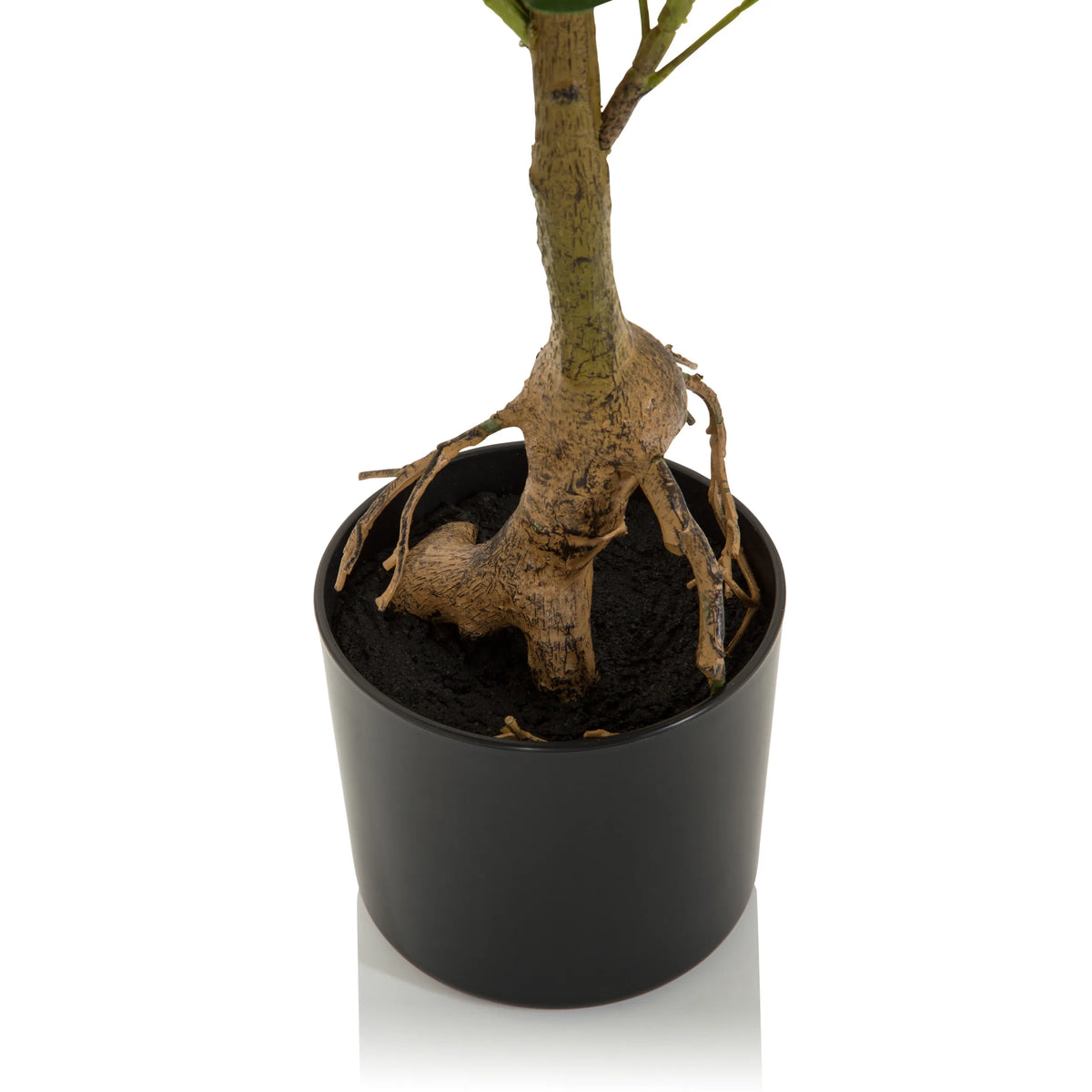 Trunk and root area of the artificial plant SCHEFFLERA in a black pot by hjh OFFICE