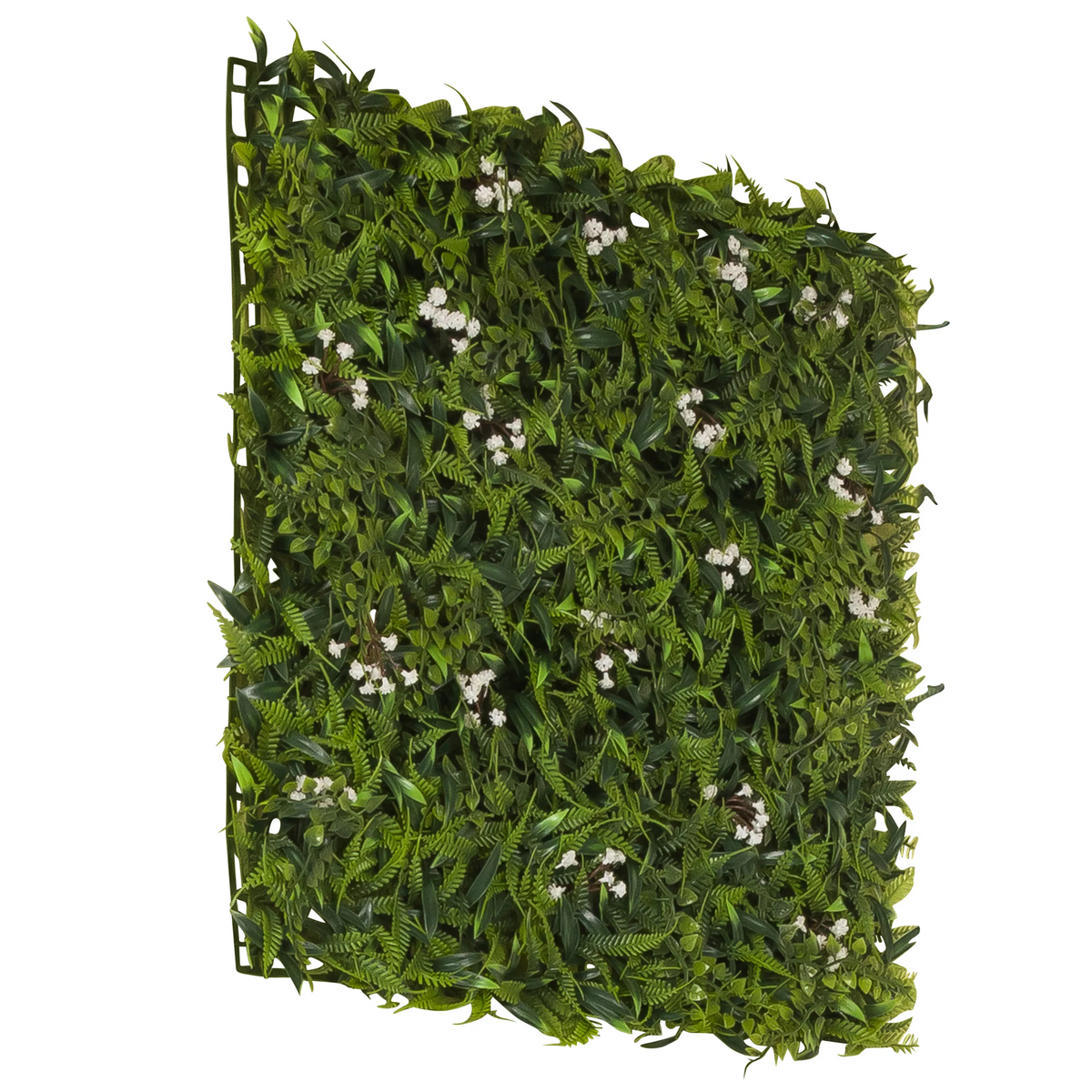 Green Plant mat MORE GREEN I with fern leaves and small white flowers by hjh OFFICE – 360-degree view (rear three-quarter view 240°)