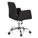 Black Home Office Chair FLOW with armrests and glossy five-caster base by hjh OFFICE – 360-degree view (rear three-quarter view 120°)