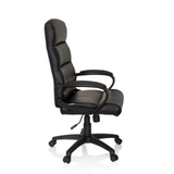 Black Professional Executive Chair FUTURA 100 with quilted upholstery and five-caster base by hjh OFFICE – 360-degree view (side profile 80°)