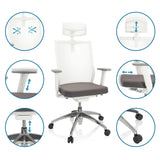 Adjustment mechanisms of the Professional Office Chair ASPEN WHITE PRO in grey-white by hjh OFFICE