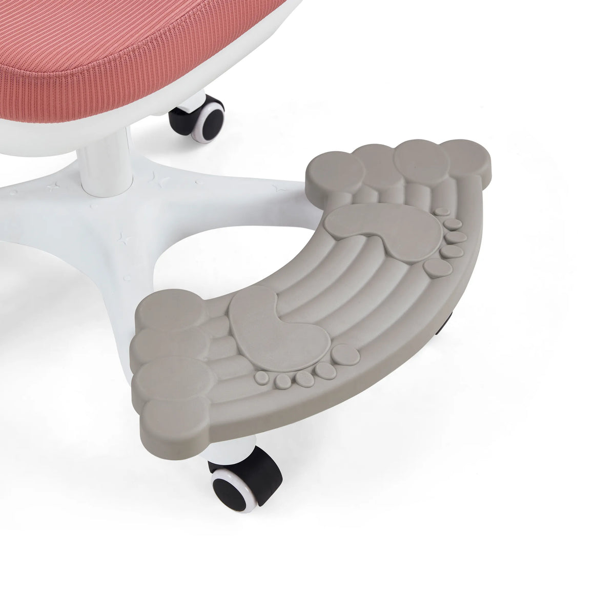 Grey footrest of the Kiddy Smart Step children's swivel chair with textured indentations on a white base by hjh OFFICE
