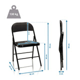 Dimensional drawing of the Folding chair TUDELA with a total height of 78 cm and a load capacity of 130 kg by hjh OFFICE