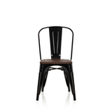 Black Bistro chair VANTAGGIO COMFORT W with brown wooden seat by hjh OFFICE – 360-degree view (front view 0°)
