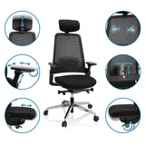 Various adjustment options of the Professional Office Chair BRACIO in black by hjh OFFICE