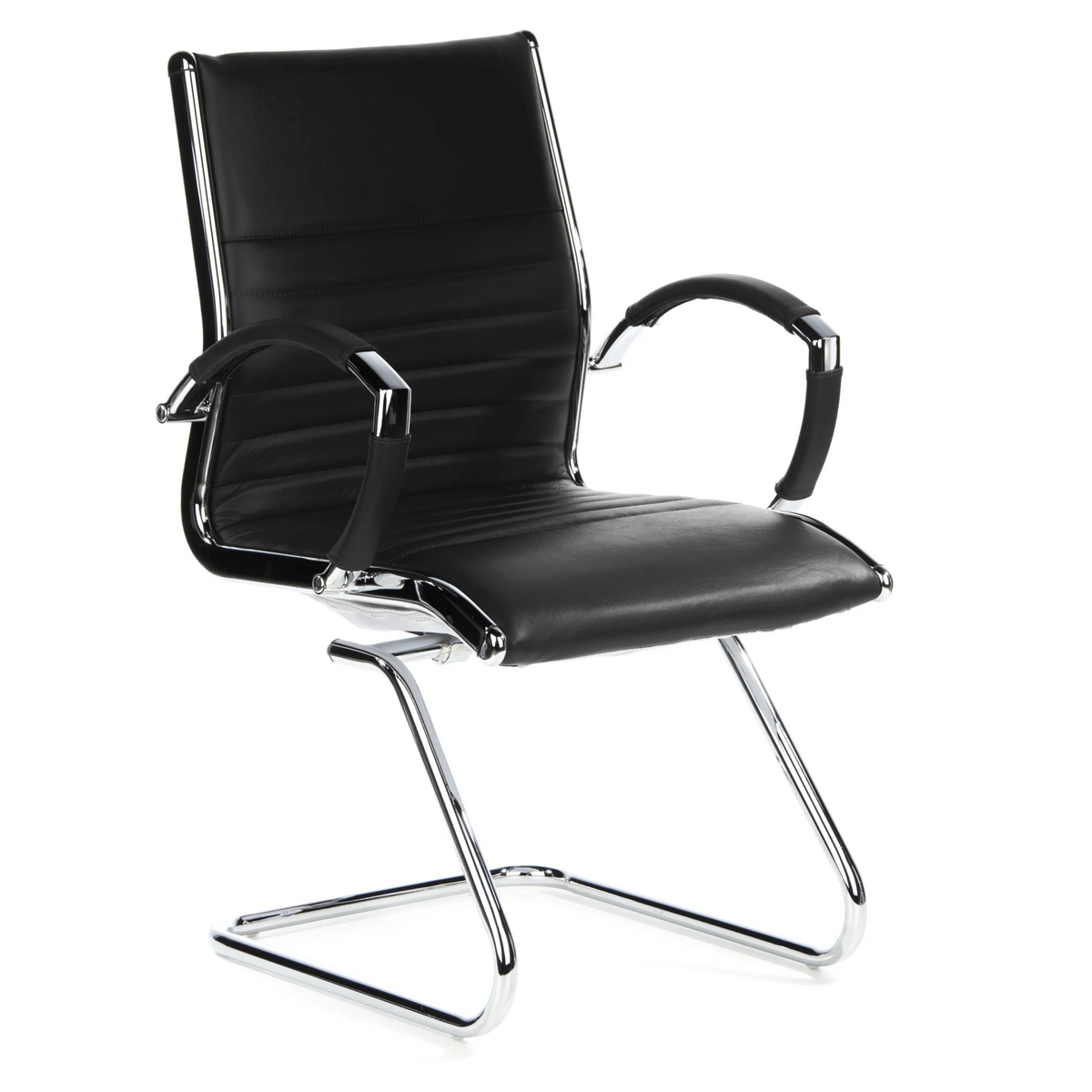 Black Cantilever chair PARMA V with crossbars and armrests by hjh OFFICE – 360-degree view (front three-quarter view 40°)