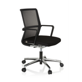 Black Professional Office Chair MOVE-TEC NET 3D with mesh back and a five-caster base by hjh OFFICE – 360-degree view (front three-quarter view 60°)