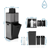 Dimensional drawing of the Wastepaper CLEAN 3 with a height of 91 cm and 32 l volume by hjh OFFICE