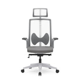 Grey Professional Office Chair ARCEO W with mesh back, headrest and five-caster base by hjh OFFICE – 360-degree view (front view 0°)