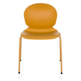 Yellow Four-legged chair T36 VI with rounded seat shell and backrest by hjh OFFICE – 360-degree view (front view 0°)