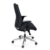 Black Professional Office Chair PRO-TEC 250 with armrests and five-caster base by hjh OFFICE – 360-degree view (side profile 100°)